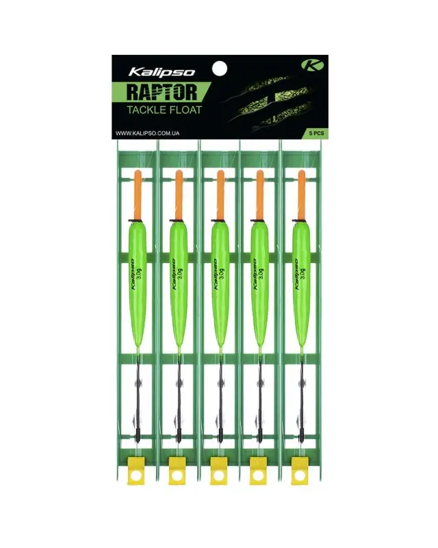 Снасть Kalipso Raptor Tackle float-1008 7m 0.20mm 3.0g №8 green (5 шт)