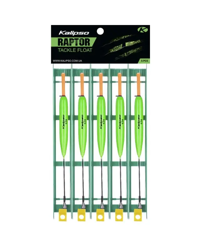 Снасть Kalipso Raptor Tackle float-1008 7m 0.23mm 4.0g №8 green (5 шт)