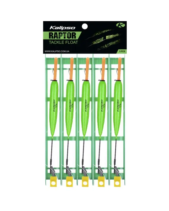 Снасть Kalipso Raptor Tackle float-1008 7m 0.25mm 5.0g №8 green (5 шт)