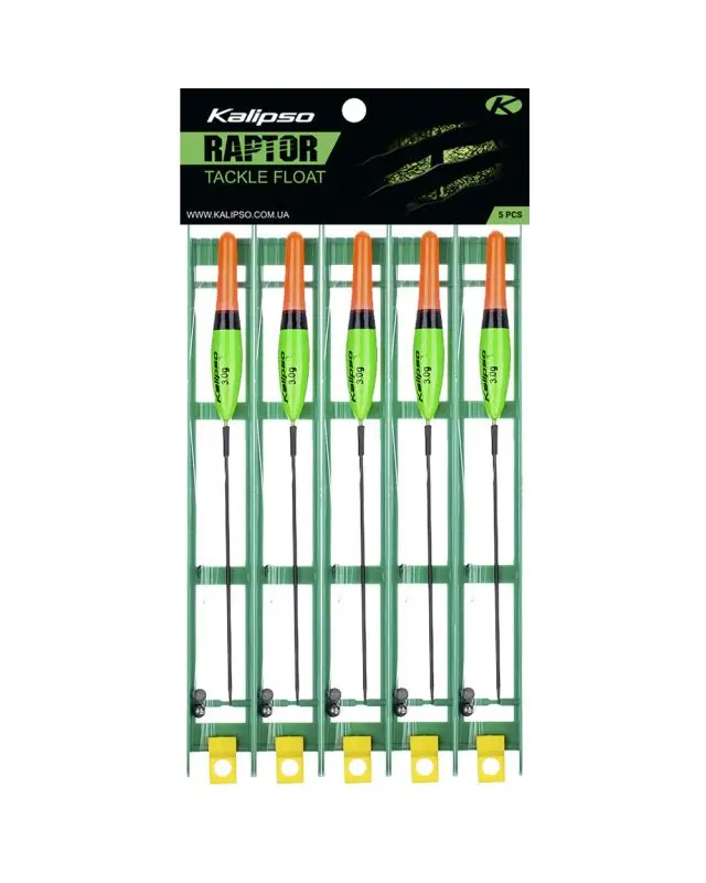 Снасть Kalipso Raptor Tackle float-1009 7m 0.20mm 3.0g №8 green (5 шт)