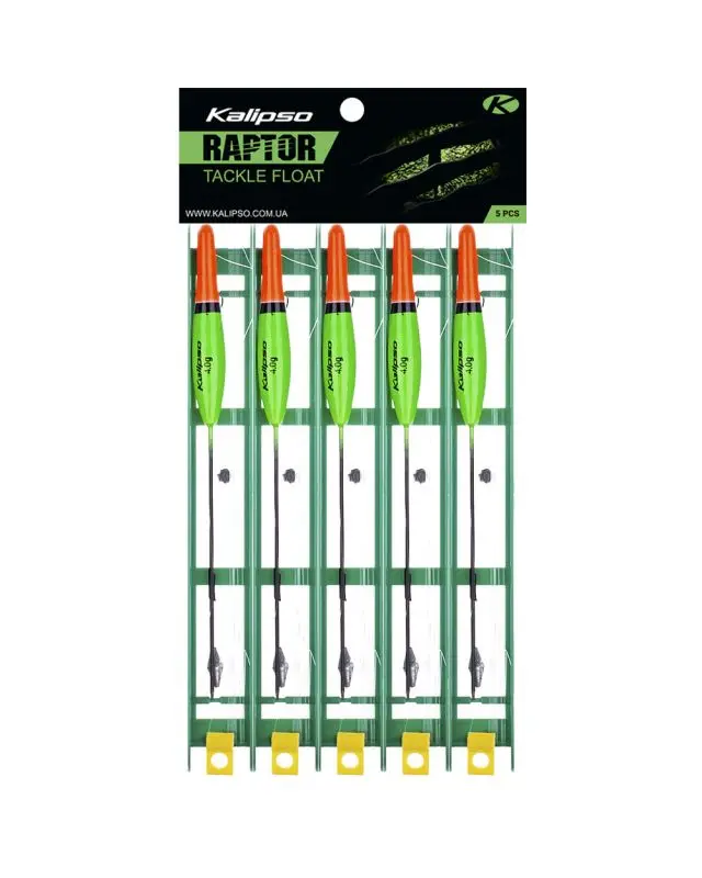 Снасть Kalipso Raptor Tackle float-1009 7m 0.23mm 4.0g №8 green (5 шт)